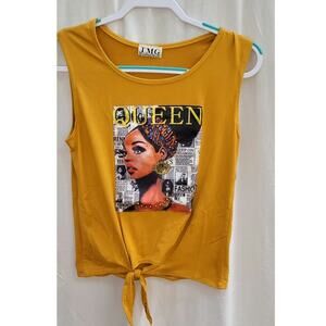 Queen TMG New York Yellow Sleeveless Top Size Medium